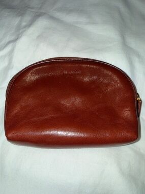 Vintage Brahmin Genuine Vachetta Leather Zip Top Cosmetic Case EVC